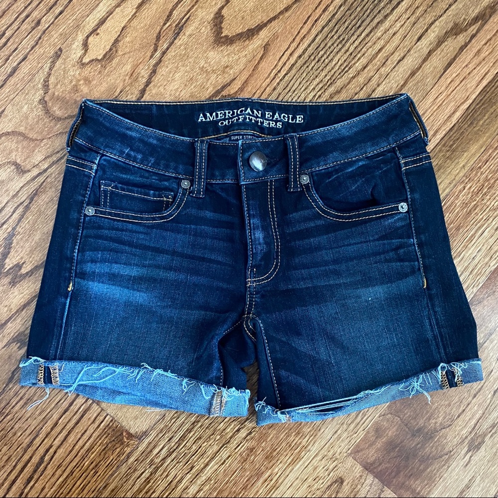American Eagle Super Stretch Cuffed Denim Shorts
